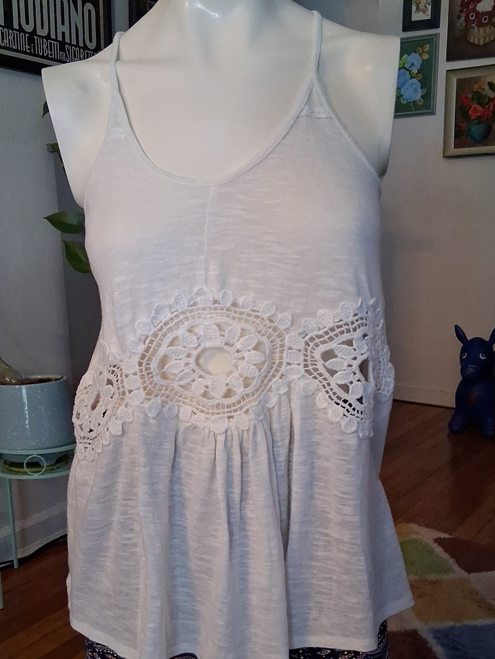 Altar'd State White Crochet-Trim Camisole